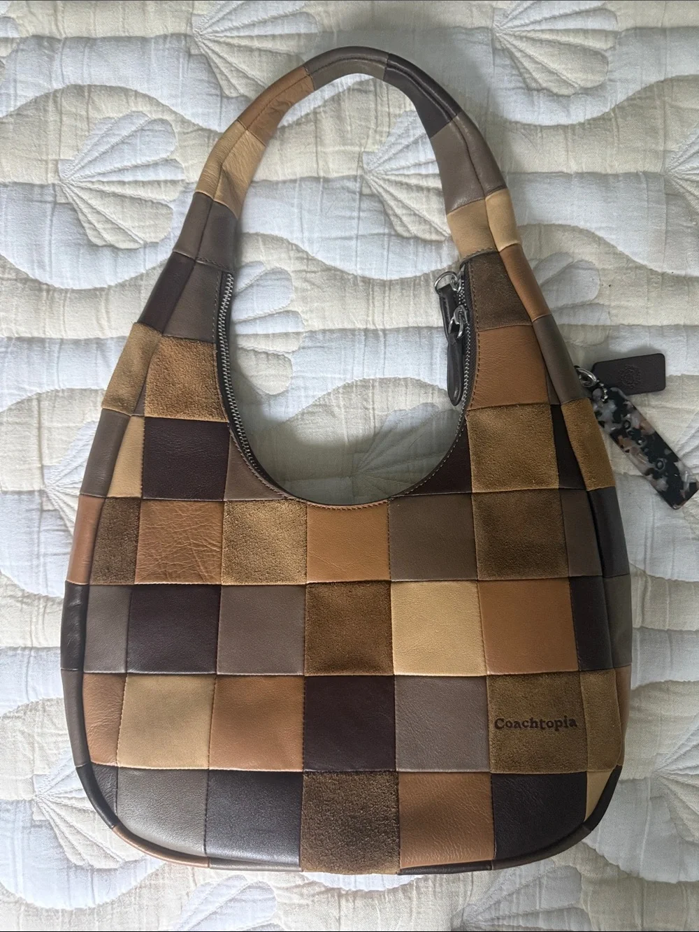 Coachtopia Alter/Ego Crescent Shoulder Bag Large Patchwork Brown Multi Leather
